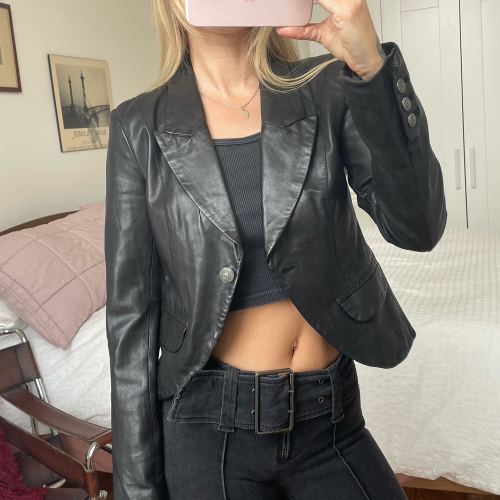VINTAGE LEATHER BLAZER